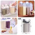 Storage Jar Sets 2.5L Bulk Cans Clear Plastic Storage Containers with Handle and Measuring Cups Rice , Grains Container Fresh Storage Jars -1 pc. 