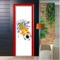 3D Football Wall Sticker Flying Fire Football DIY Wall Decor Sports Graphic PVC Gift Painting Wall Paper Removeable Self Adhesive Wall Decal. 
