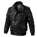 MEN BLACK AVIATOR BIKER LEATHER JACKET. 