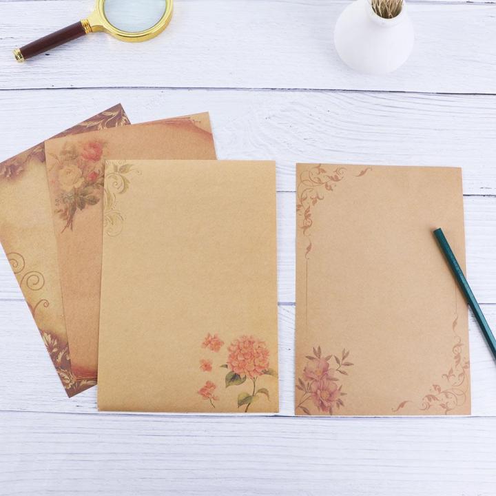 Brown Stationery Letterform Drawing Pad Letter Pad Sketch Pad Writing Paper Flower Design Vintage Letter Paper