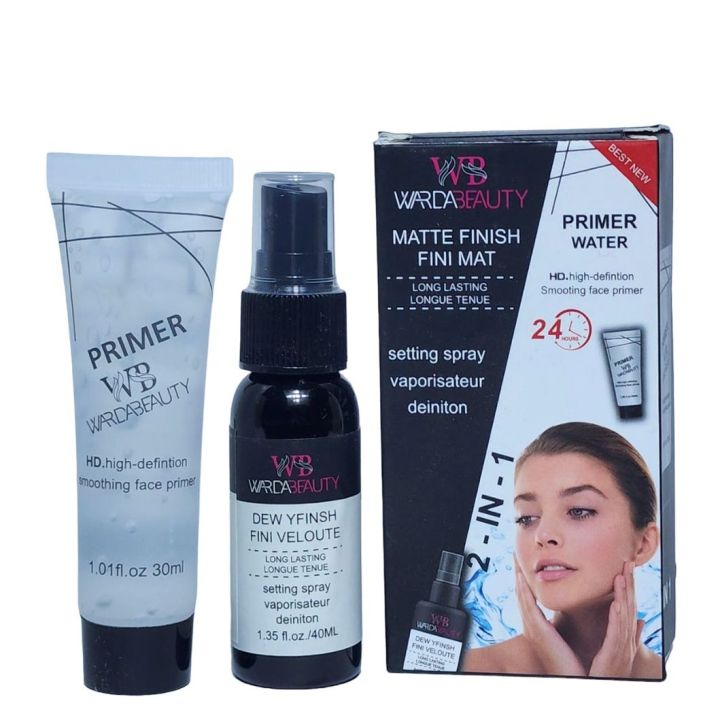 Warda Beauty 2-IN-1 Matte Finish Primer HD-high-defintion Smoothing Face Primer & Makeup fixer Spray
