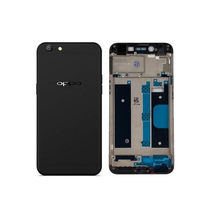 OPPO A57 Complete Metal Housing Full Body Casing Replacement Parts Case With Side Volume Buttons ( Middle Frame Plate And Back Frame) - Black