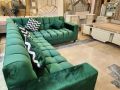 Metro Furniture - L Shape Premium Sofa | Completely Velvet Furnished | Tufted Back & Seats | With Cushions |. 