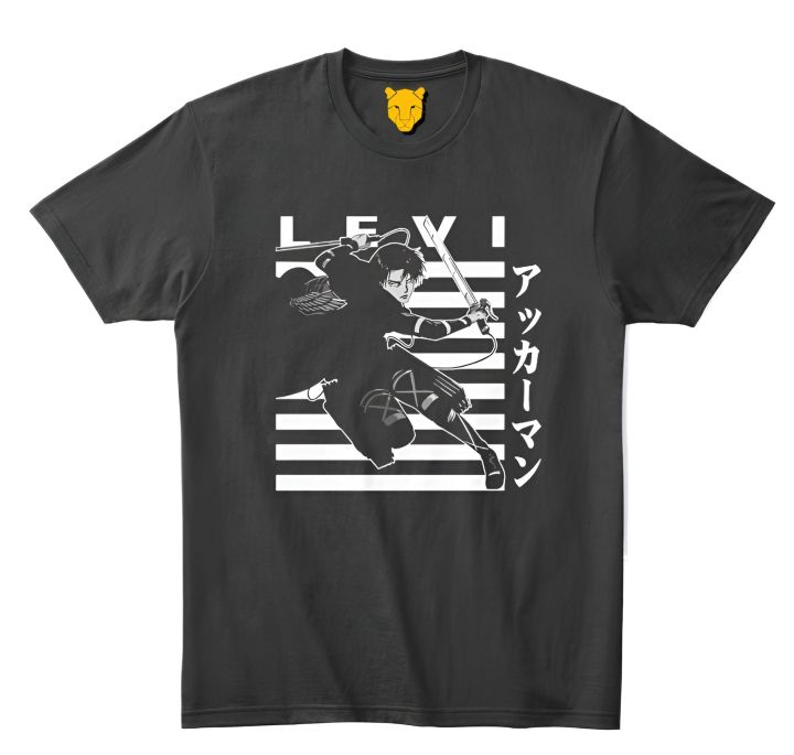 Tee Mammal - Levi Ackerman Attack On Titan Black Graphic Anime T Shirt - Customized