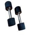 Pair Of Rubber Coated Dumbells - 5KG - Black. 