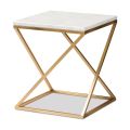 Gold Side Table, Metal Rectangle End Table Modern Sofa Side Table with MDF Top & Gold Frame Bedroom Nightstand - White Small Accent Table for Living Room Home Décor. 