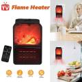 1000W Mini Portable Electric Heater Fan Air Warmer Fireplace Flame Heater Remote Control Handy Mini Heater Fan for Office Home With Remote Control. 