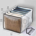 3PCS 7 Grids Washable Wardrobe Clothes Organizer, Jeans Compartment Storage Box, Clothes Drawer Mesh Separation Box, Portable Foldable Closet (Medium, white&black). 
