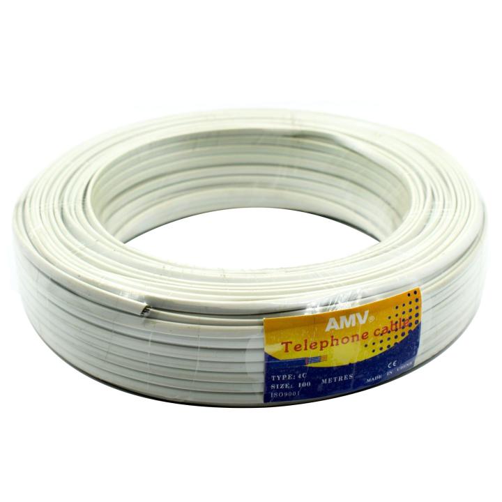 Telephone Wire 4 Core - Flat Cable - 2 Pair - 100 Meter Roll best telephone cable flexible telephone cable open cable wire for telephone 2 pair cable and 4 wires telephone cable