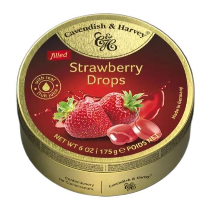 Cavendish & Harvey Strawberry Filled Drops Tin 175 grams (Imported)