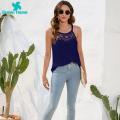 Green Home Sleeveless Top Round Neck Flower Print Sleeveless Women Shirt. 