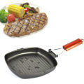 Griddle Pan, 20/24/28cm Iron Steak Frying Pan Square Grill Pan | Enamel Induction, Non-stick, Foldable, Easy Clean for Gas/Induction and Electric Hobs BBQ. 