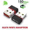 USB ALFA Mini Wireless Wifi Adapter Dongle Receiver Network LAN Card PC 150Mbps USB 2.0 Wireless Network Card. 