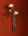 Wall-mounted Glass Vase Home Decor Wall Decoration Iron Hanging Flower Vases Hydroponic Plants Container Wedding Decoration. 