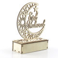 Ramadan Eid Mubarak Islam Moon Star Castle Hollow Letter Wooden Table Decoration With LED String Lights For Home Festival. 