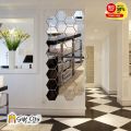 Gift City Presents Silver Acrylic Hexagon Mirror Wall Sticker Sets, 3D Wall Stickers, DIY Geometric Removable Acrylik Mirror Wall Decal, Personalized Art Hexagonal Mirror for Home Living Room Bedroom Decoration. 