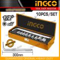 Ingco industrial  1/2" 10pcs Socket Set CrV Material - ( MS ). 
