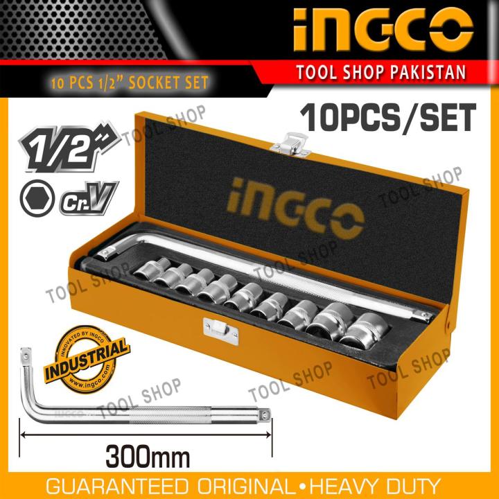 Ingco industrial  1/2" 10pcs Socket Set CrV Material - ( MS )