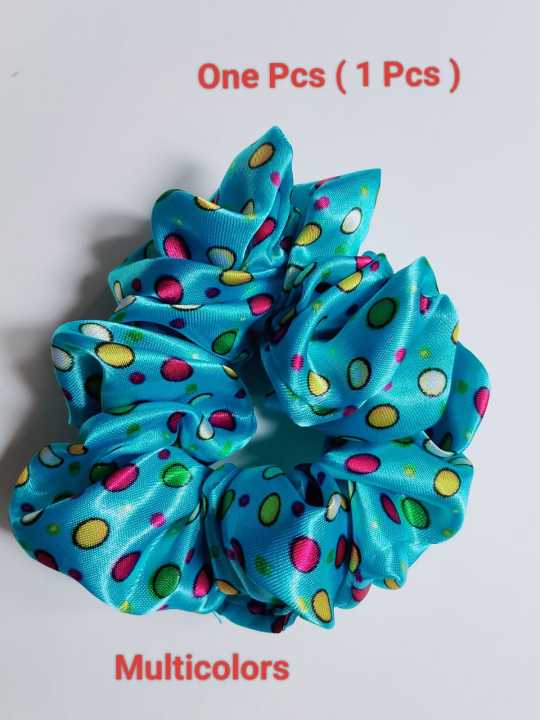 Printed Silk Scrunchies for Women, High-Quality Stretchy Hair Accessories, Multicolor (1 Pack)