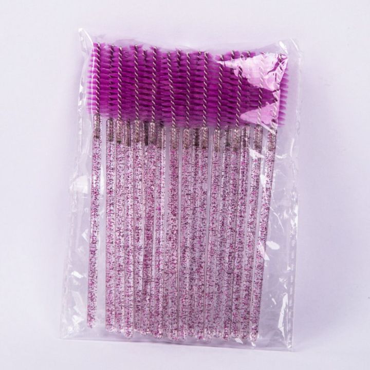 Eyebrow Mascara Wand Eyelash Spoolie Brush 50 pcs/set Wholesale Disposable Lash Wands Eyelash Extension Brush-shiny purple