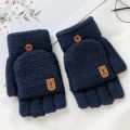 Winter Knitted Fingerless Gloves Thermal Insulation Warm Convertible Mittens Cover For Men Women Gloves Mitten. 