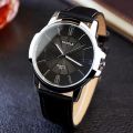 YAZOLE Leather Strap Waterproof Luminous Fashion Quartz Watches For Men 332. 