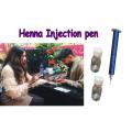 Injection Mehndi injection Pen with 2 Plastic Container for liquid , Creating amazing henna designe. 