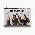 Black Pink Pencil Pouch for Girls - Digitally Printed on Fabric by Jazzi Store. 