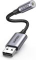 UGREEN USB to 3.5mm Jack Audio Adapter USB Sound Card Support Mic TRRS Headphone DAC 24bit 96kHz Nylon Braided USB to Aux Jack Compatible with Windows Mac Linux PC PS5 PS4 Switch Speaker, 9.8 Inch. 
