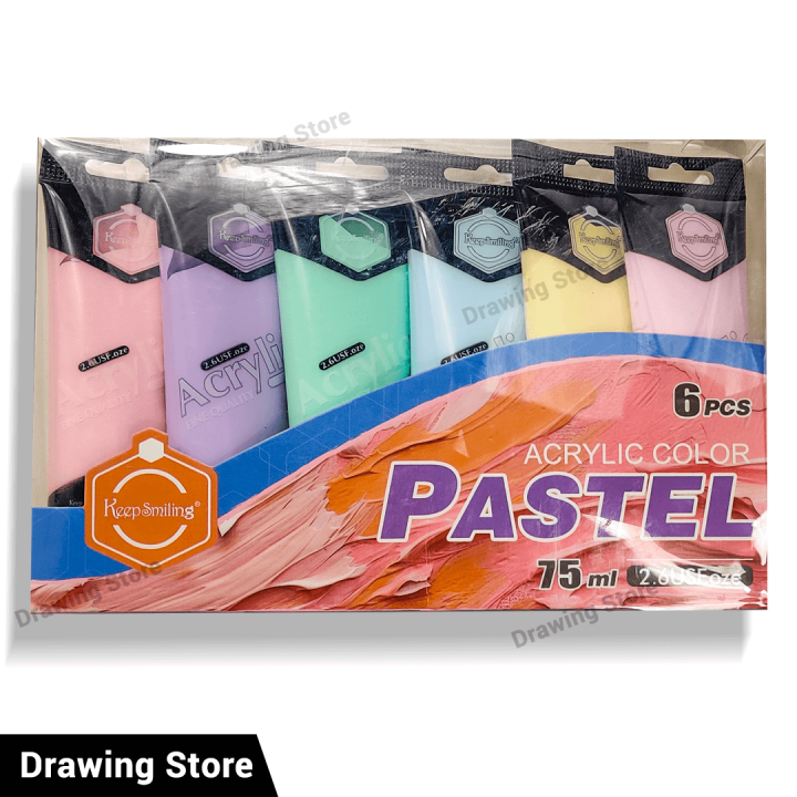 Keep Smiling Pastel Acrylic Color Paint Set 6x75ml