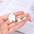 Creative Simple Toothbrush Toothpaste Tooth Combination Metal Paint Brooch Cartoon Cute Love Oral Series Badge Pin Jewelry. 