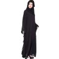 Double Layer Imported Chiffon Material Kaftan Abaya With Scarf For Girls Ladies Durable Quality-Black Color. 