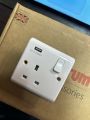 13A 1 Gang Switched Socket With USB Charger (5V DC 2.1A). 