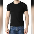 T-Shirts for Men's Cotton O-Neck Short Sleeves Round Neck Shirts for GYM Workout t Shirts for Men Casual Shirts Stretchable Soft Fabric in Black. 