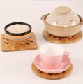 2pc Bamboo Wood Heat Pads Trivet Mat Set, Kitchen Wood Hot Pads Trivet, Heat Resistant Pads for Hot Dishes/Pot/Bowl/Teapot/Hot Pot Holders, Anti-Hot Non-Slip Durable,Square and Round. 