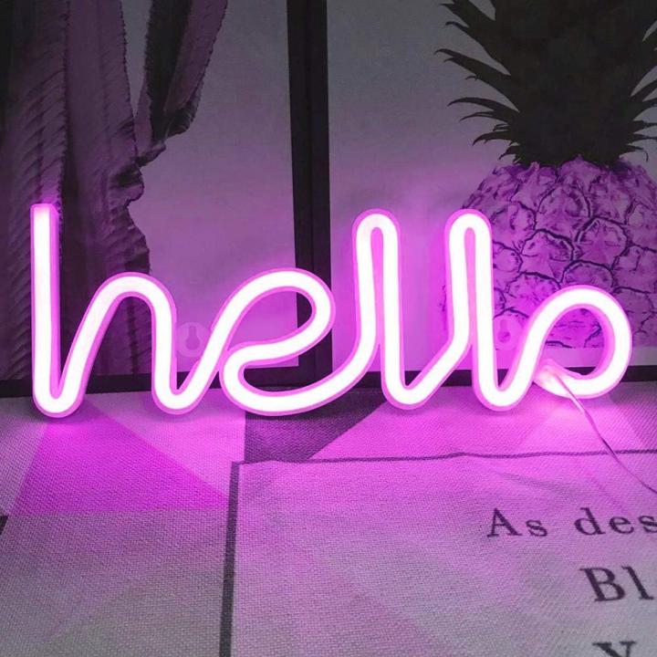 Hello Neon Light Signs LED Neon Word Sign Neon Letters Light Art Decorative Lights Wall Decor for Children Baby Room Hose Bar Recreational Wedding Party Decoration (Pink hello)