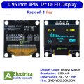 4 pin Original 0.96'' Yellow Blue OLED IIC Serial OLED Display Module 128X64 I2C SSD1306 12864 LCD Screen Board For Arduino by Electrica. 
