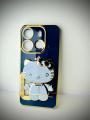 Tecno Spark go 2023 / Pop 7 Back Cover Hello Kitty Mirror Folding Bracket Luxury 6D Plating Case Soft Silicone Case - Mirror Hello Kitty Back Cover - Girls Back Cover. 