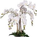 Artificial White Orchid Flower with Black Planter.. 