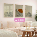 Glam 3 piece Framed Wall Art Set of 3 Mountain Prints Art Framed Wall Art Mountain Line Art Minimalist Art Japandi Boho Decor | Al Ghani. 