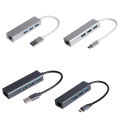 Aluminum Alloy 3.0HUB 100 M Nic Drive-Free Nic +HUB 2.0HUB+100M Mesh Port Type-c Docking station. 