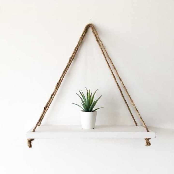 METALLO NATURAL - DIY Tough Rope Hanging Shelf White