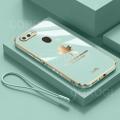 For OPPO F9 / OPPO F9 Pro Back Cover with Lanyard Luxury Shiny Plating Maple Leaf Camera Lens Protection Square Edge Bumper Soft Silicone Protective Phone Case. 