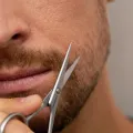 Stainless Steel Mustache & Beard Scissor For Men Beard Mustache Trimming Scissors Hair Care Grooming Tool, Professional Scissors Hair Cutting - Small Travel Facial Hair Scissor for Eyebrows, Nose, Moustache, Beard. 