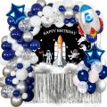 Outer Space Theme Birthday Party Decorations Happy Birthday Backdrop Banner Balloons Cake Decoration For Birthday Party, Boys Party pana flex 4 astronat. 