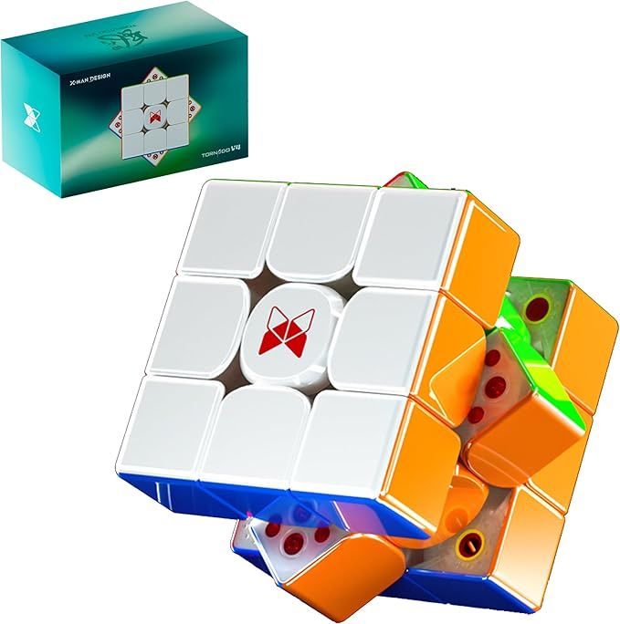 QY X Man Tornado V4 M UV Coated 2024 Stickerless 3x3 Magnetic Speed ​​Cube (Pioneer UV Version) (Flagship version))