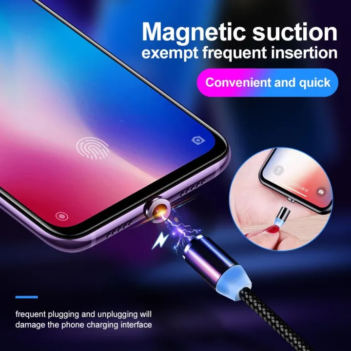 Magnetic%20Fast%20Charging%20Cable%201m%202m%20Nylon%20Braided%20LED%20for%20Micro%20USB%20Type%20C%20iPhone%20Black%20-%20Image%205
