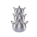 Silver Pots Silver Steel Set ( 3 Pieces Set ) Silver Cooking Pot Set  (16cm to 21cm) Silver Cookware Pot Cooking Pots Set New Design Best Quality (1-3). 