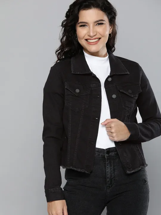 HB%20%20%20HERE%20NOW%20Women%20Black%20Solid%20Denim%20Jacket%20-%20Image%203