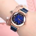 Women Watch Geometric Roman Numeral Quartz Ladies Watch Magnet Buckle Mesh Strap Wrist Watch Gold Reloj Mujer. 